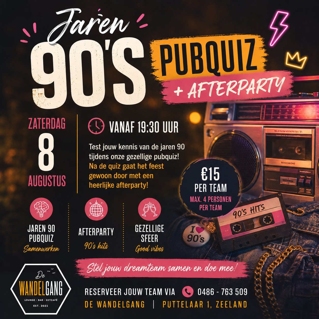Pubquiz jaren 90 + Afterparty